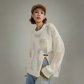 Knitted Design Slit Sweater