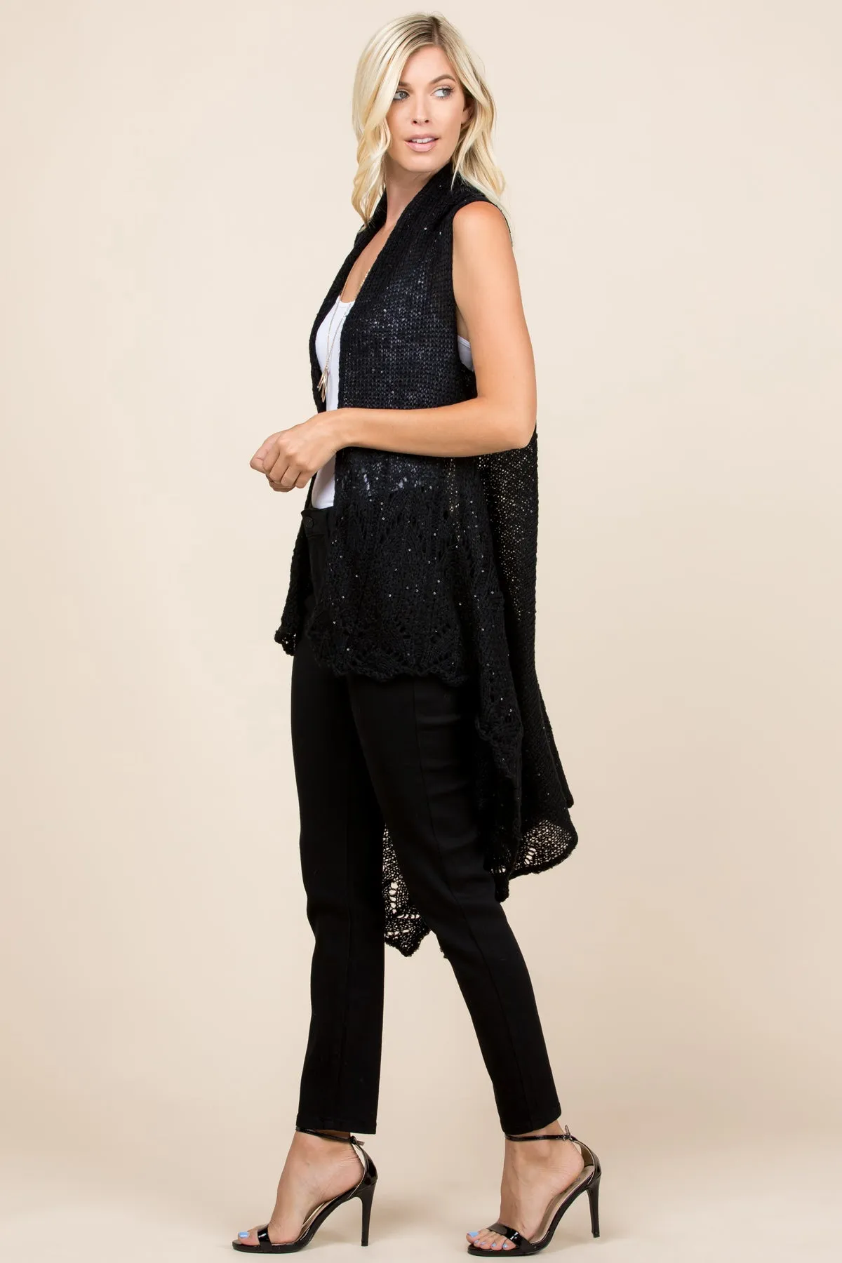 KNITTED OPEN FRONT CARDIGAN/6PCS