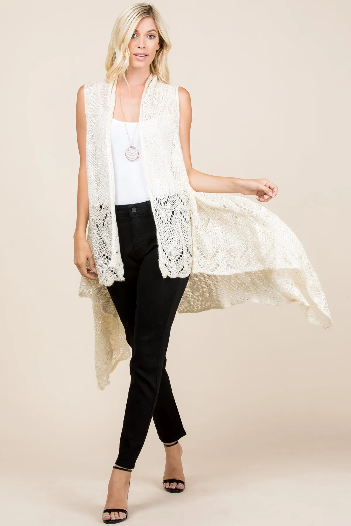 KNITTED OPEN FRONT CARDIGAN/6PCS