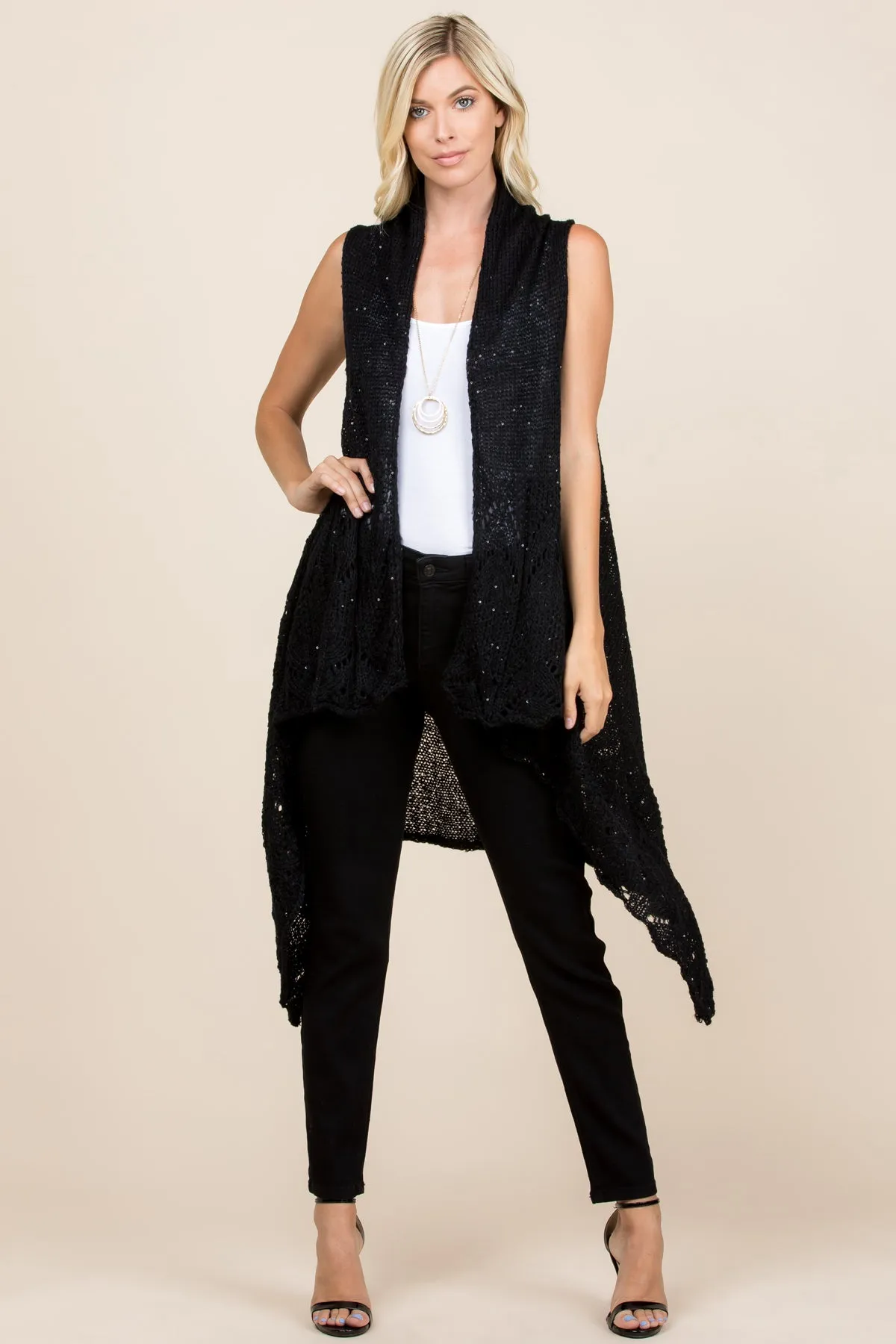 KNITTED OPEN FRONT CARDIGAN/6PCS