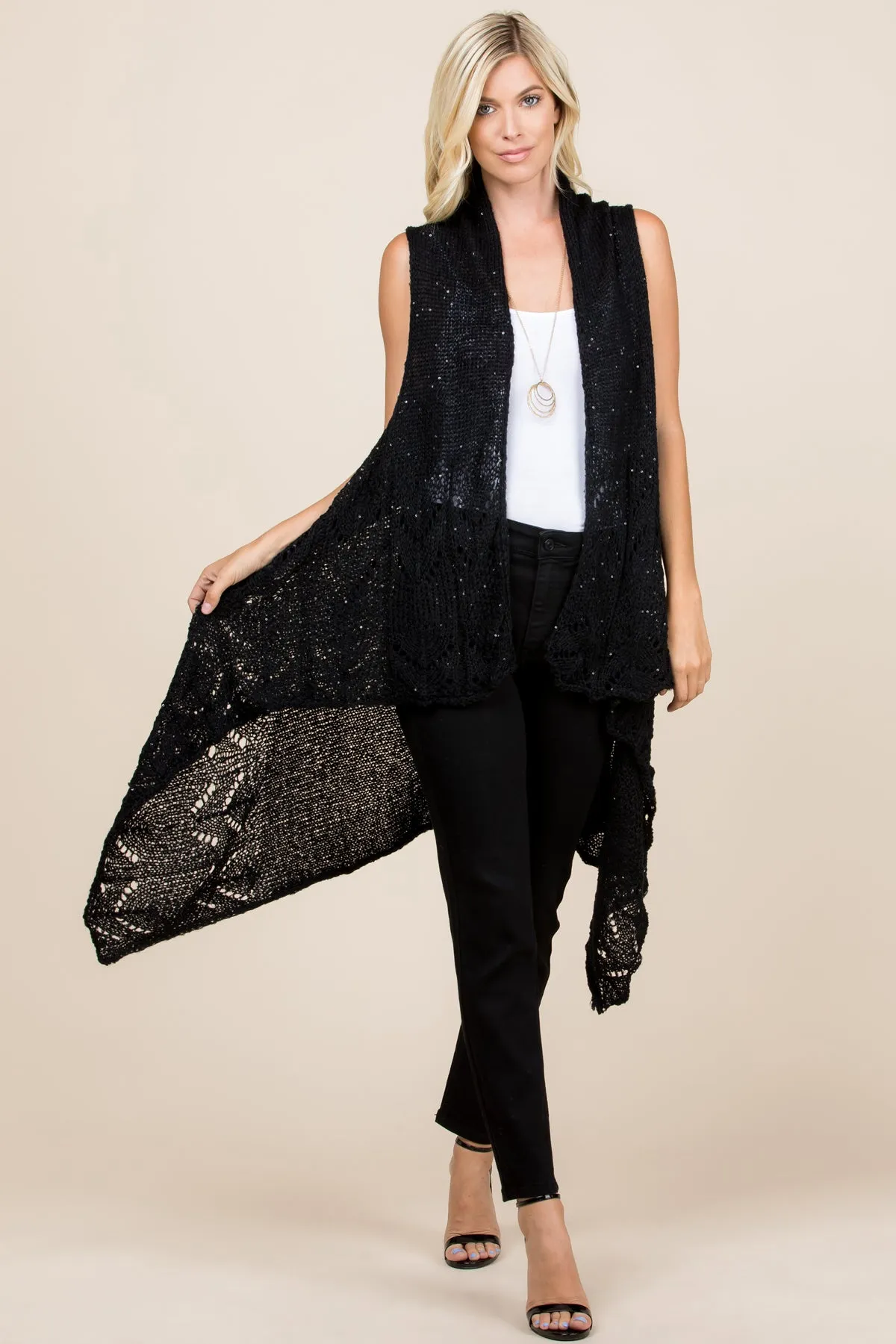 KNITTED OPEN FRONT CARDIGAN/6PCS