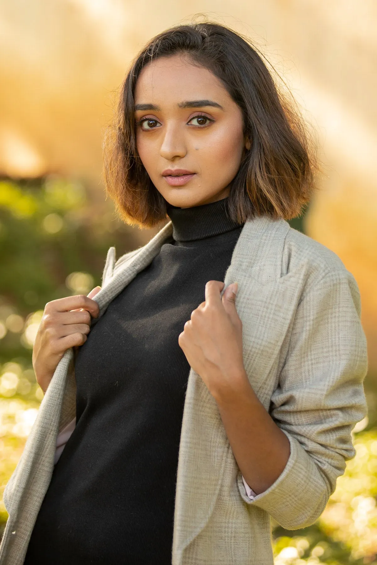 Lauren Peak Lapel Beige Wool Overcoat