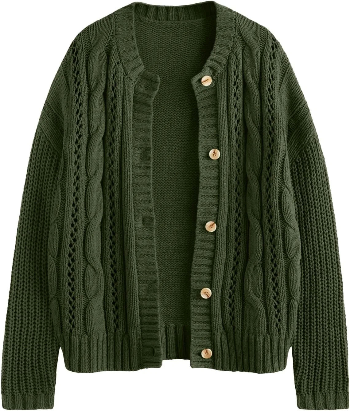 LILLUSORY Women's Cardigan Sweaters Cable Knit Crochet Cotton Fall Jackets Button Up Chunky Trendy Outfits