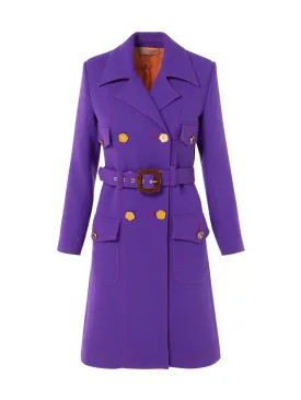 Long Sartorial Jacket With Belt And Front Pockets