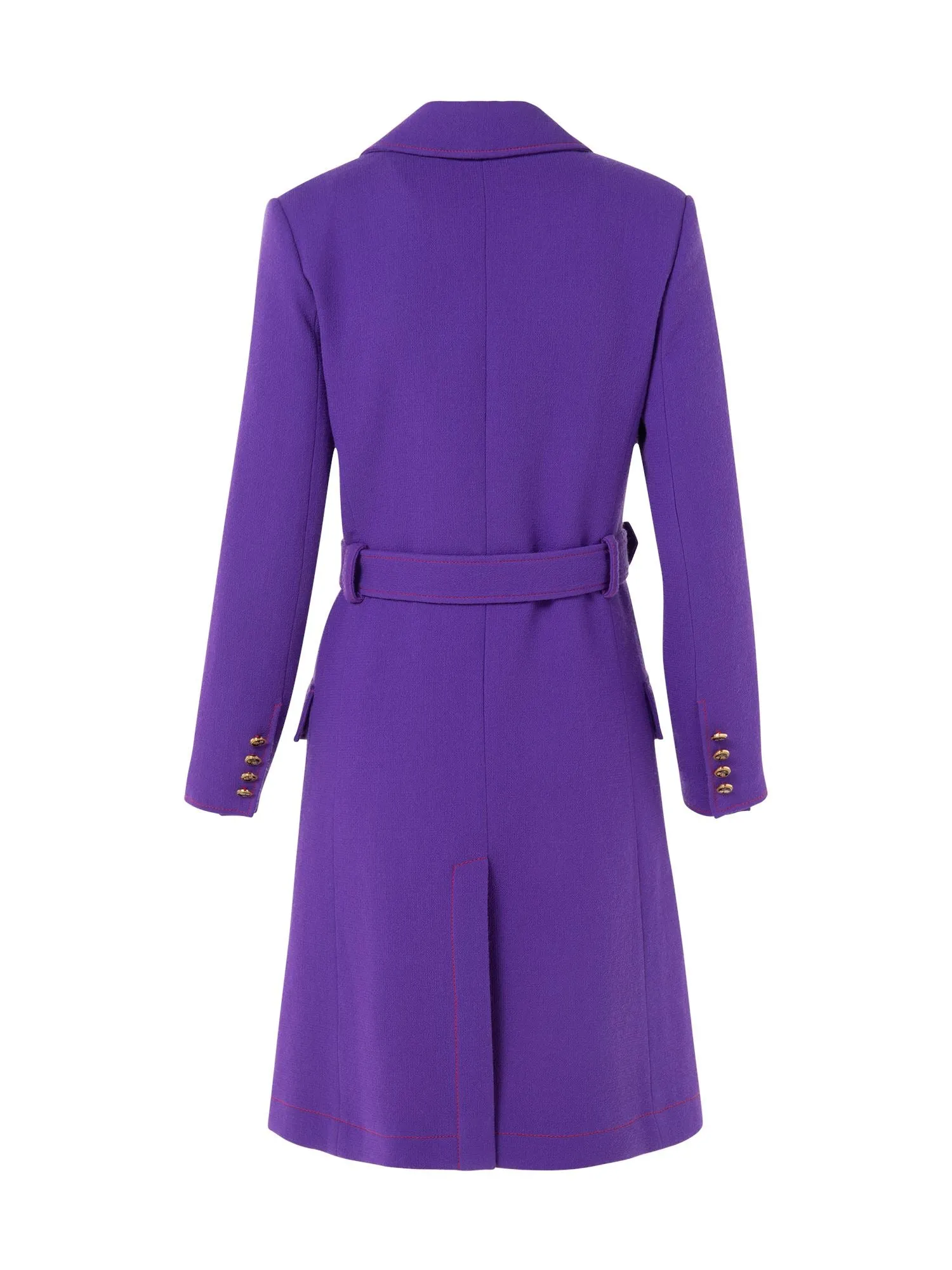 Long Sartorial Jacket With Belt And Front Pockets