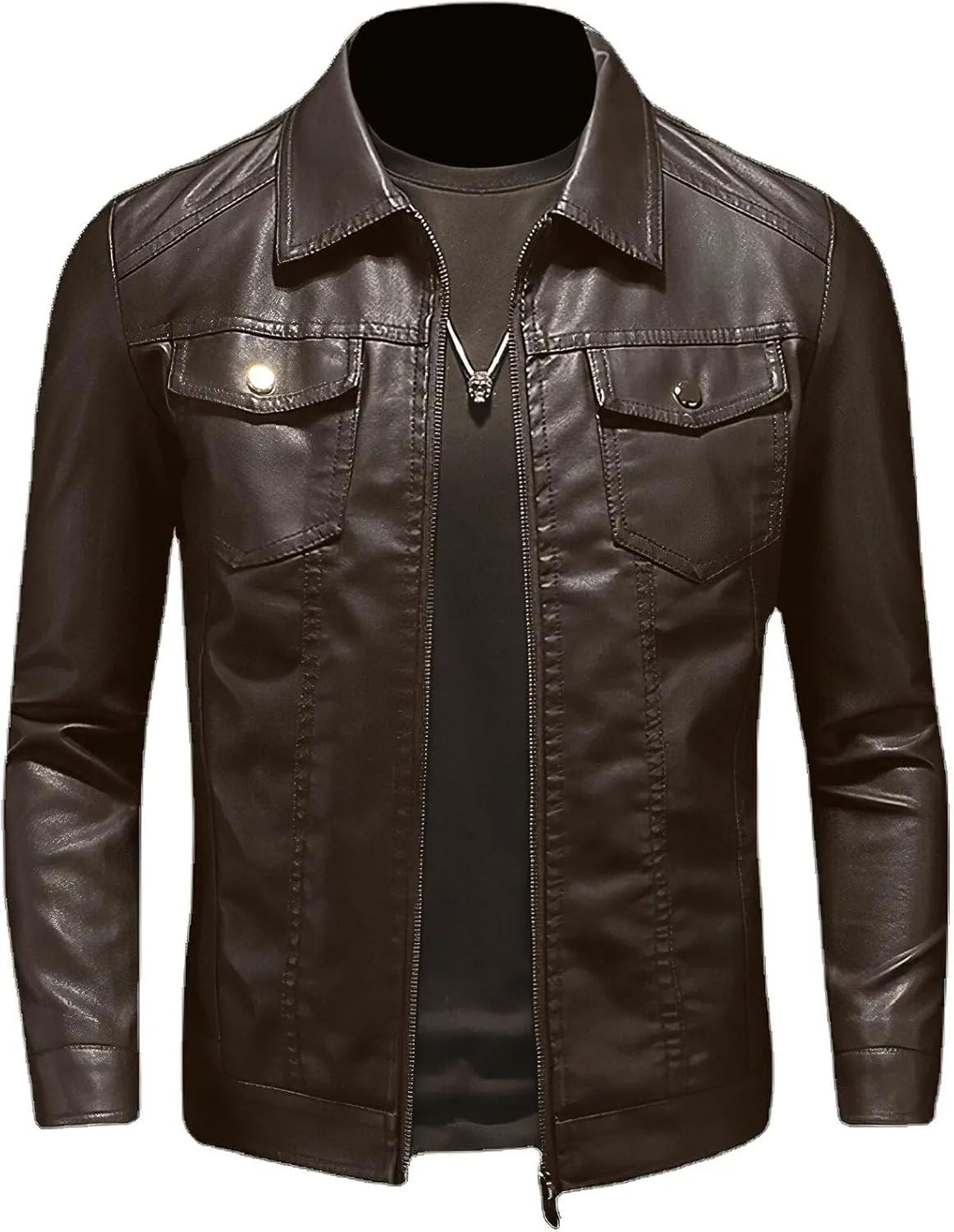 Mens Leather Jackets Casual Faux Leather Motorcycle Jacket Biker Vintage Outwear