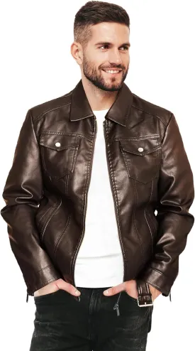 Mens Leather Jackets Casual Faux Leather Motorcycle Jacket Biker Vintage Outwear