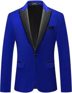Mens Velvet Blazer Slim Fit Suit Jacket for Men Peaked Lapel One Button Tuxedo Blazer Wedding Prom Dinner