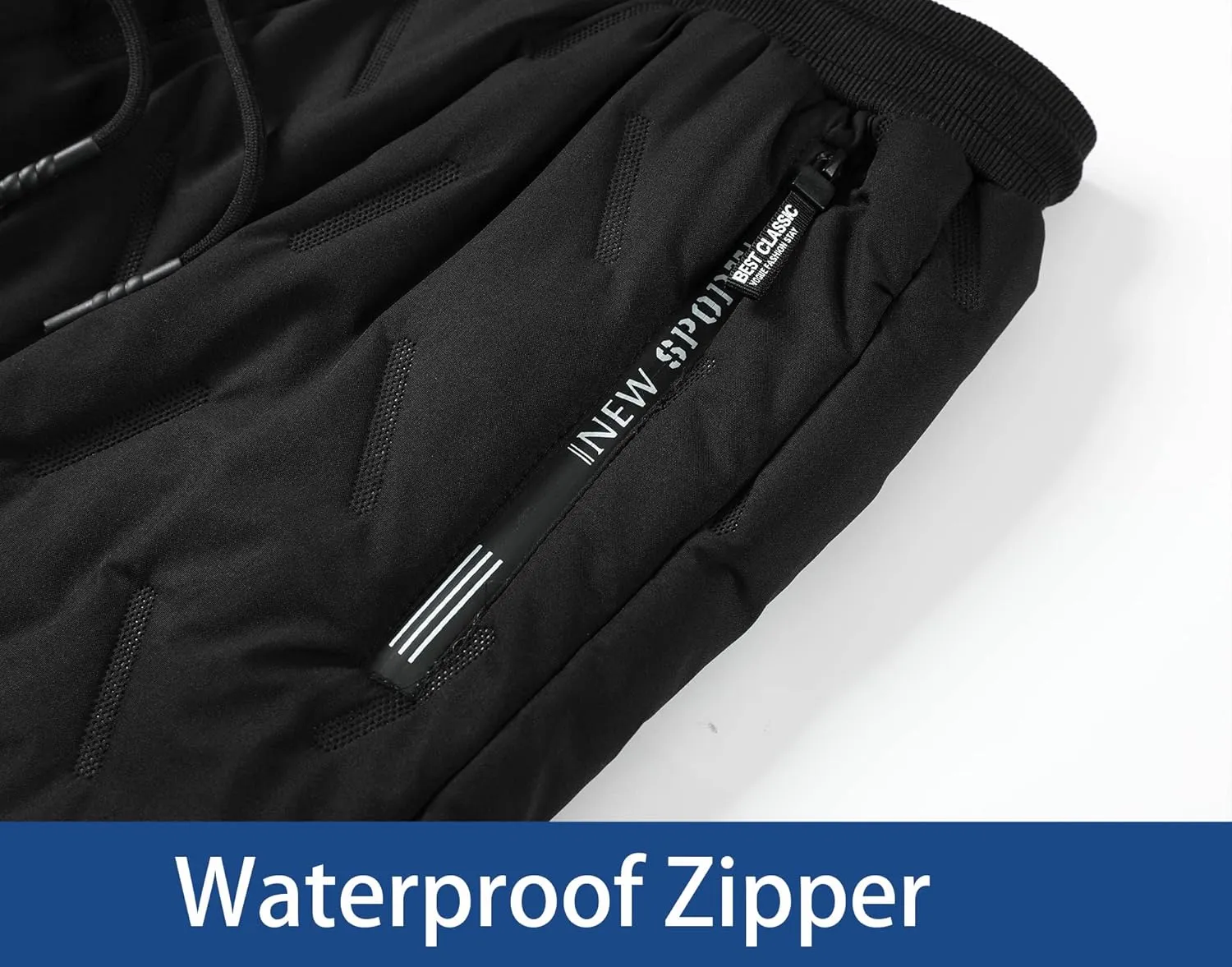Mens Winter Warm Sweatpants Fleece Sherpa Lined Track Pants Active Thermal Joggers with Zipper Pockets