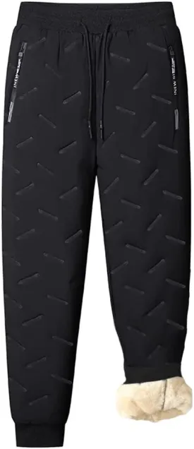 Mens Winter Warm Sweatpants Fleece Sherpa Lined Track Pants Active Thermal Joggers with Zipper Pockets