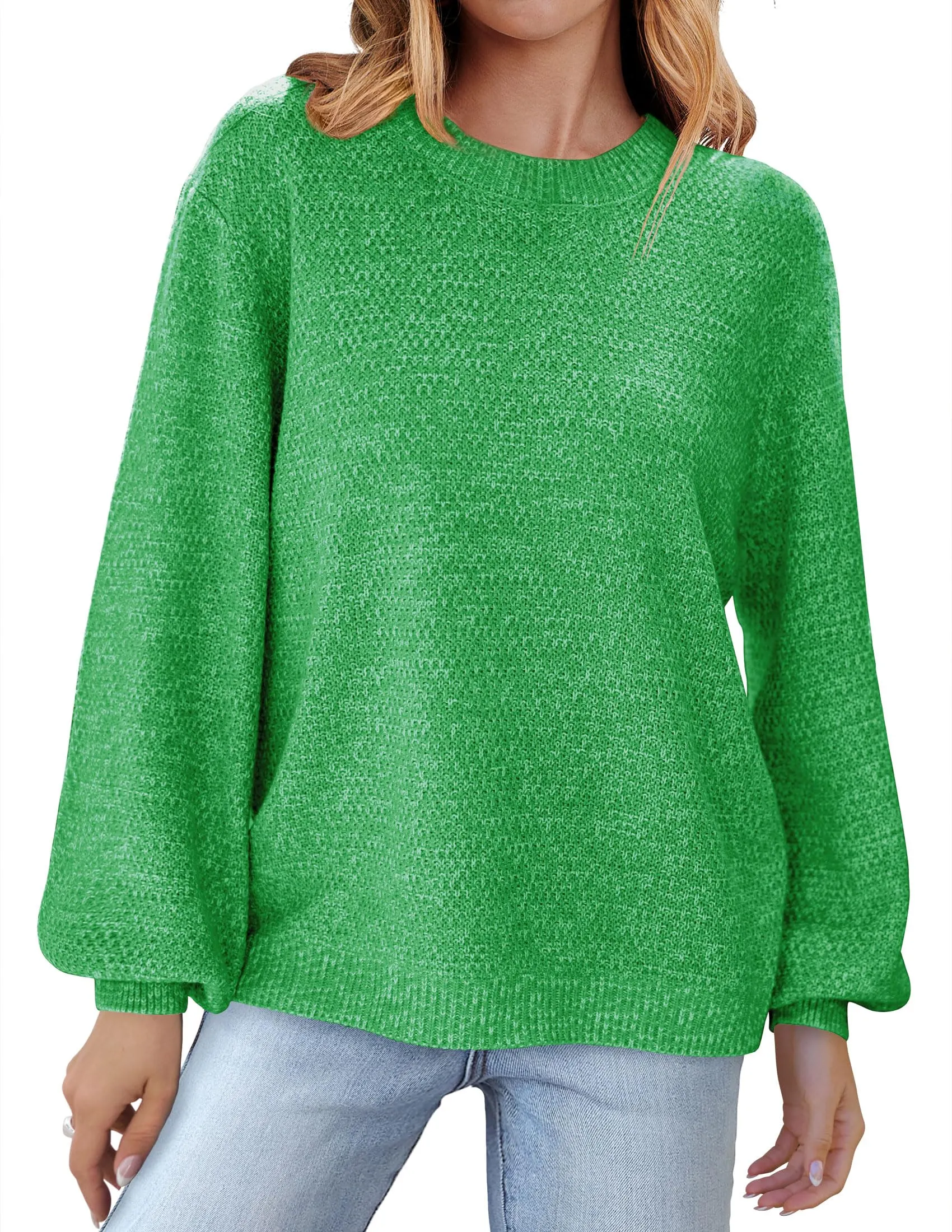 MEROKEETY Crew Neck Long Sleeve Pullover Loose Sweater
