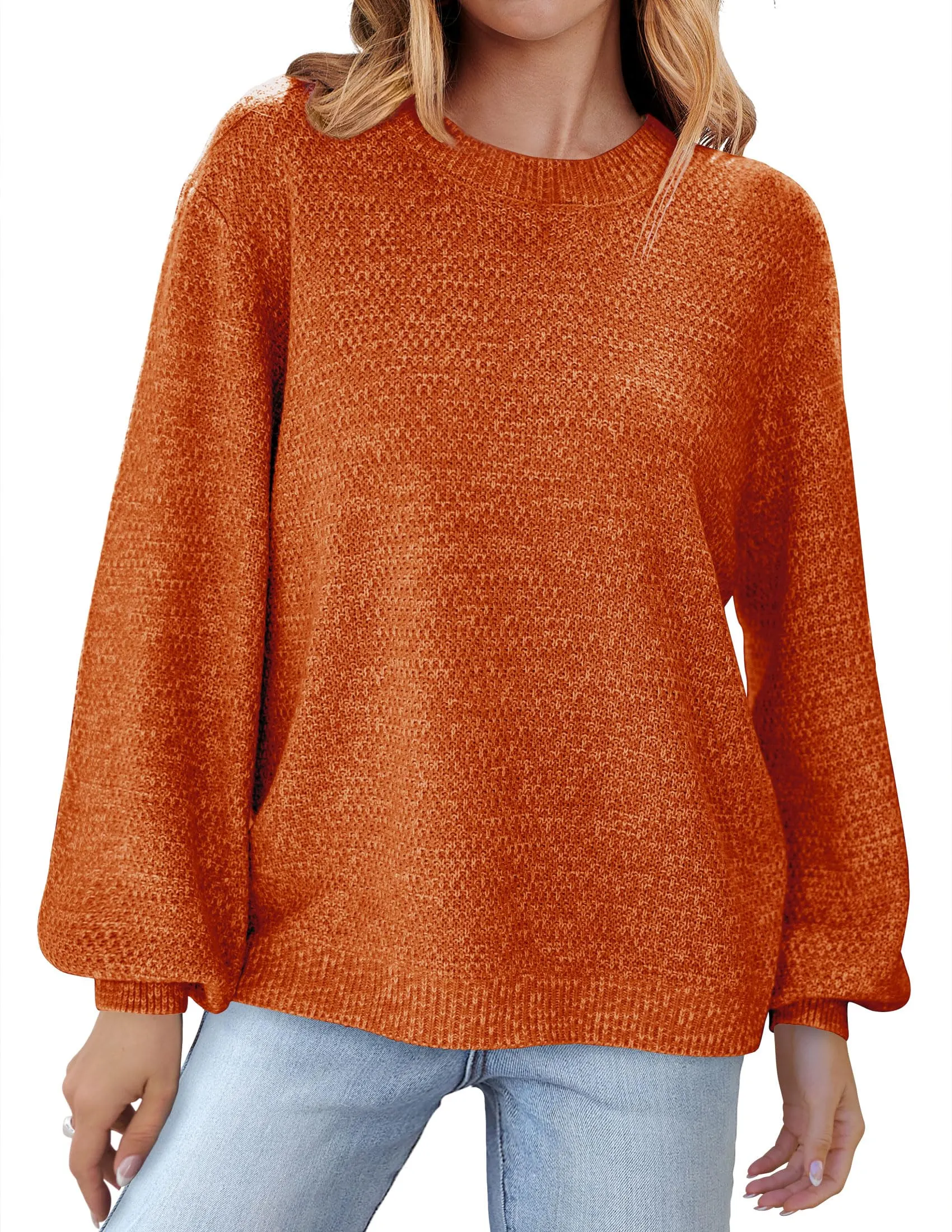MEROKEETY Crew Neck Long Sleeve Pullover Loose Sweater