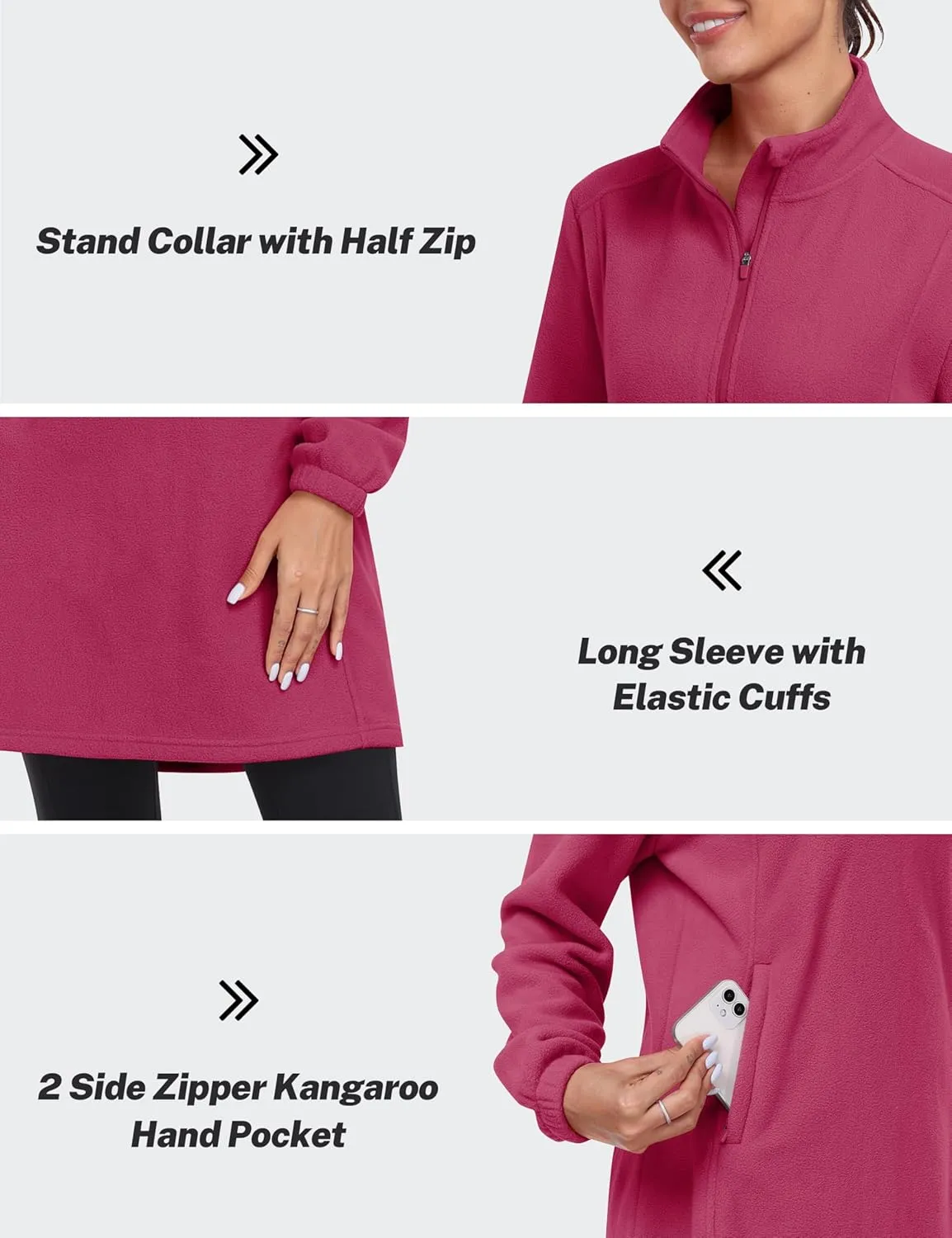 MoFiz Women's Fleece Dress Quarter Zip Winter Warm Golf Dress Jackets with Pockets
