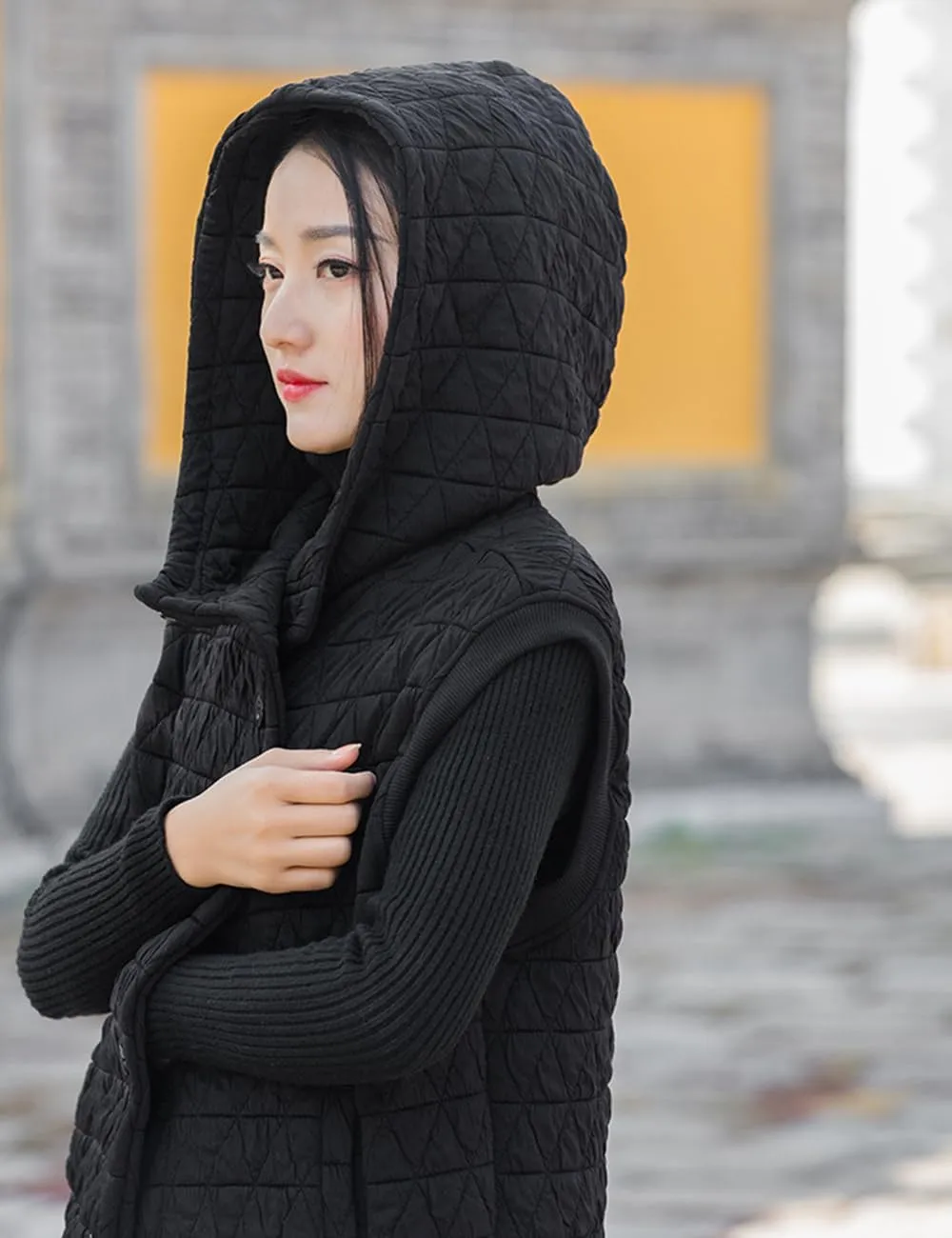 NFYM Women Quilted Hoodie Vest Soft Lightweight Button Up Padded Gilet Winter Outwear