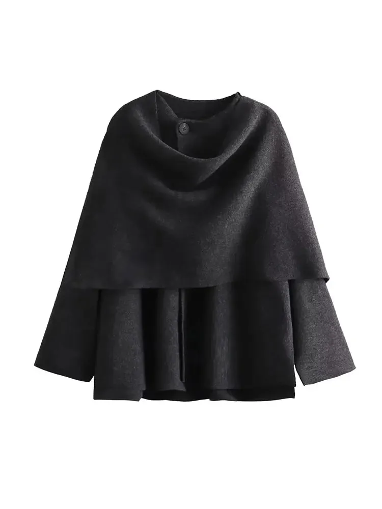 ONKOGENE 2023 Winter Weibliche Schal Mantel Langarm Gestrickte Asymmetrische Jacken Für Frauen Streetwear Kausalen Frauen Mäntel