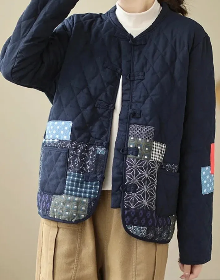 Quilted Print Loose Thick Cotton Coats