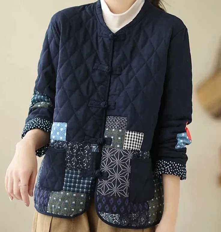 Quilted Print Loose Thick Cotton Coats