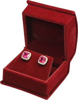 Red Burgundy Color Luxury Velvet Multiple Use Earring Necklace Pendant Jewelry Gift Box for Wedding, Birthday, Valentine' Day, Mother's Day, Christmas...Comes with an Extra Individual White Packer Box Size 2.15(W)*2.15(D)*1.65(H)( Jewelry not included)