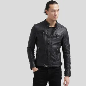 Scott Black Leather Racer Jacket