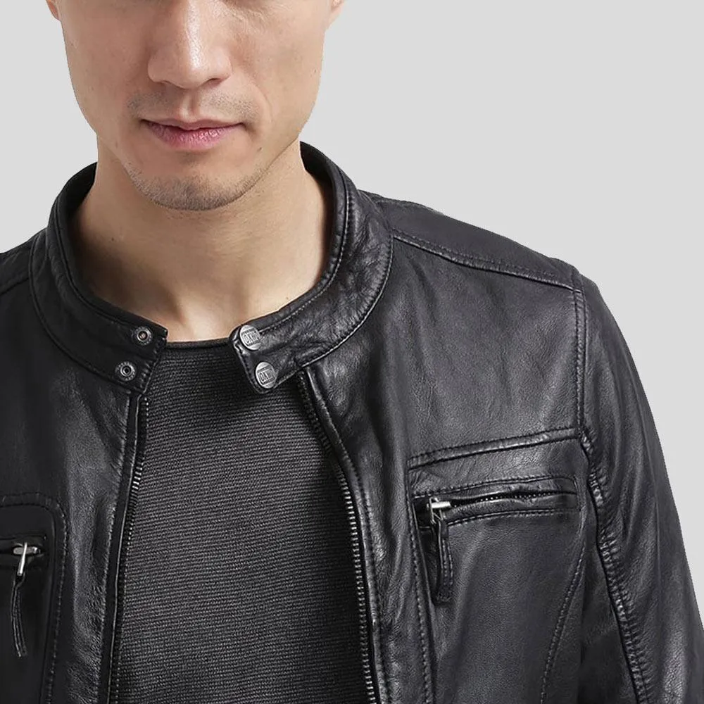 Scott Black Leather Racer Jacket
