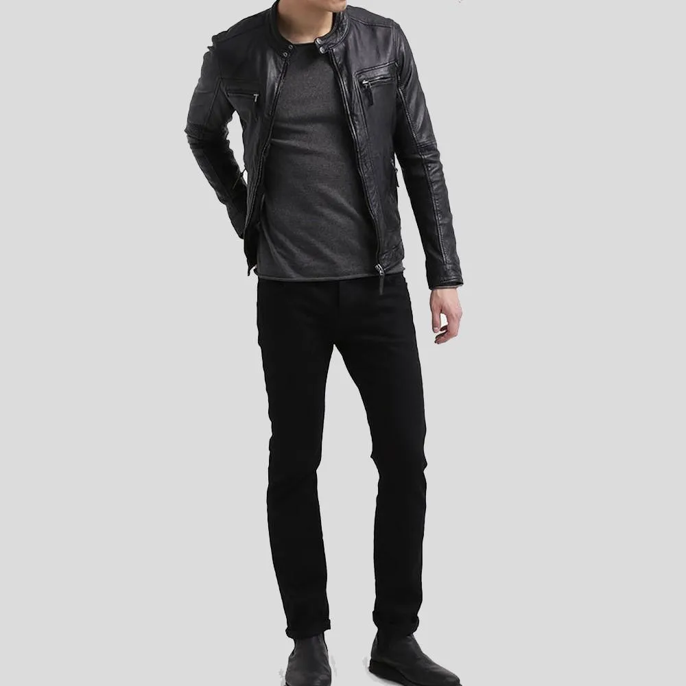 Scott Black Leather Racer Jacket