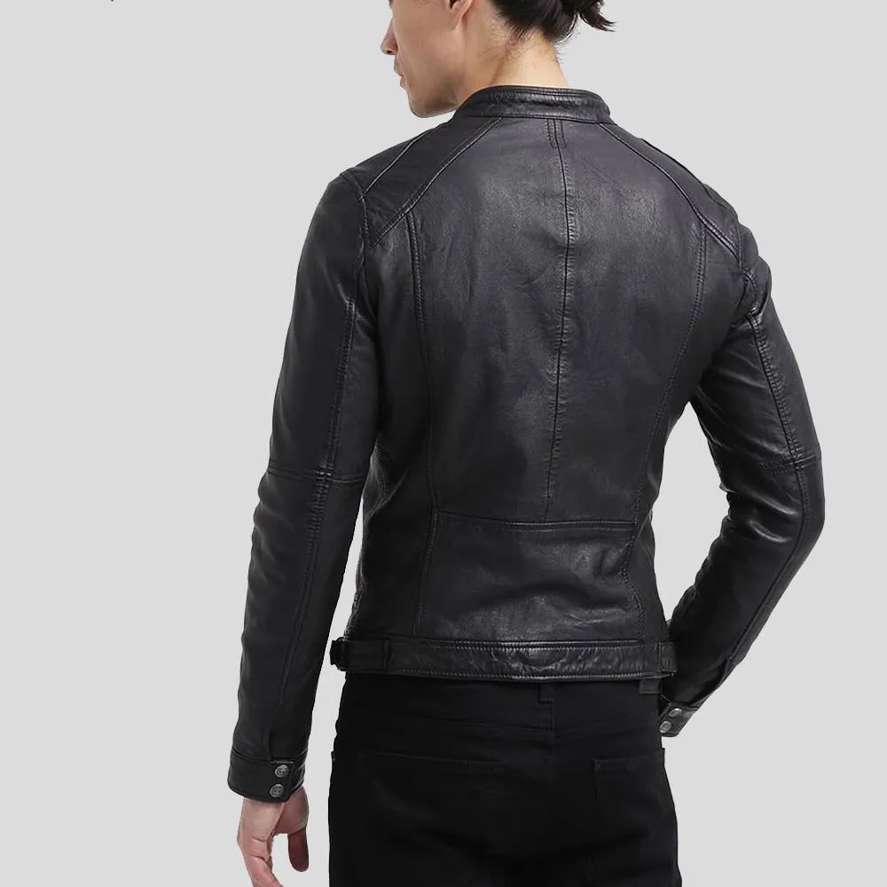 Scott Black Leather Racer Jacket
