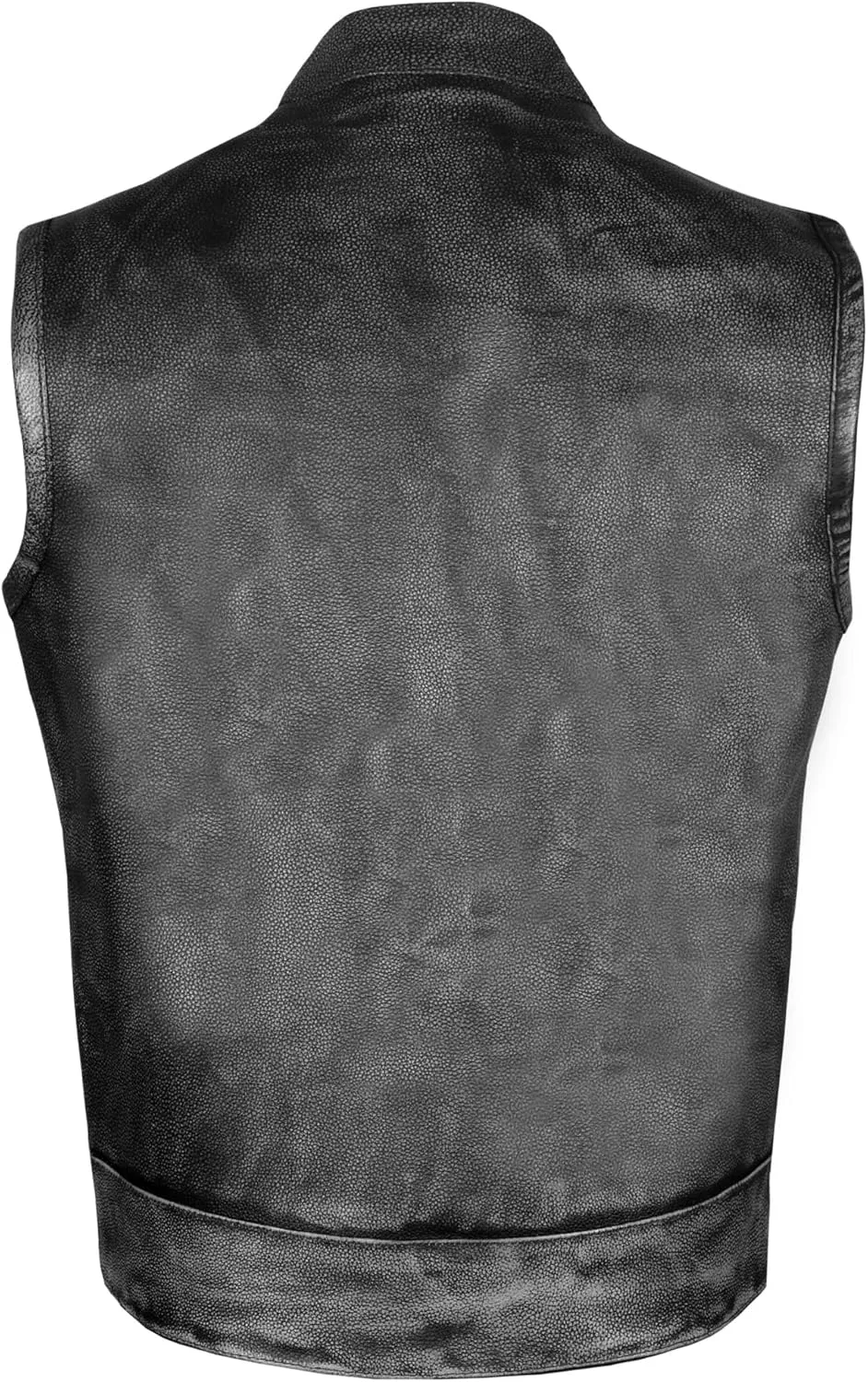 SOA Mens Leather Biker Vest  Club Style Motorcycle Vest w/Concealed Carry Pockets Cowhide Back Front Panels for Patchwork