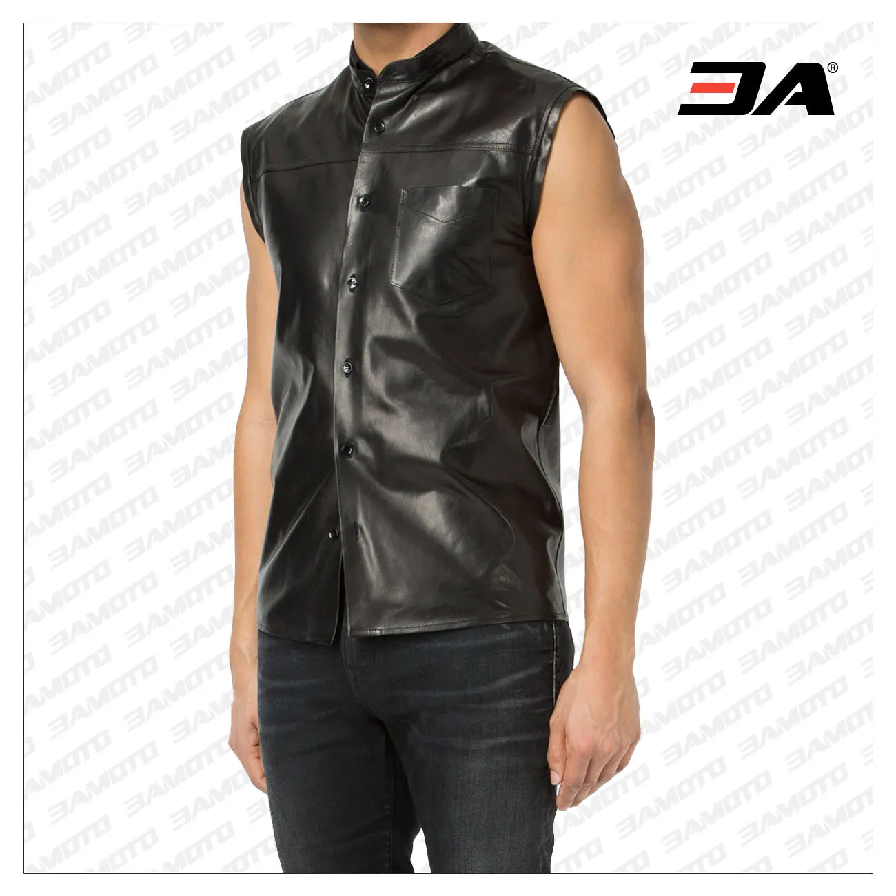 Soldier Sleeveless Leather Shirt