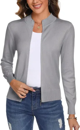 Totatuit Womens Long Sleeve Knitted Zip Up Sweater Cardigans Sweaters Lightweight Zipper Sweatshirts Jacket