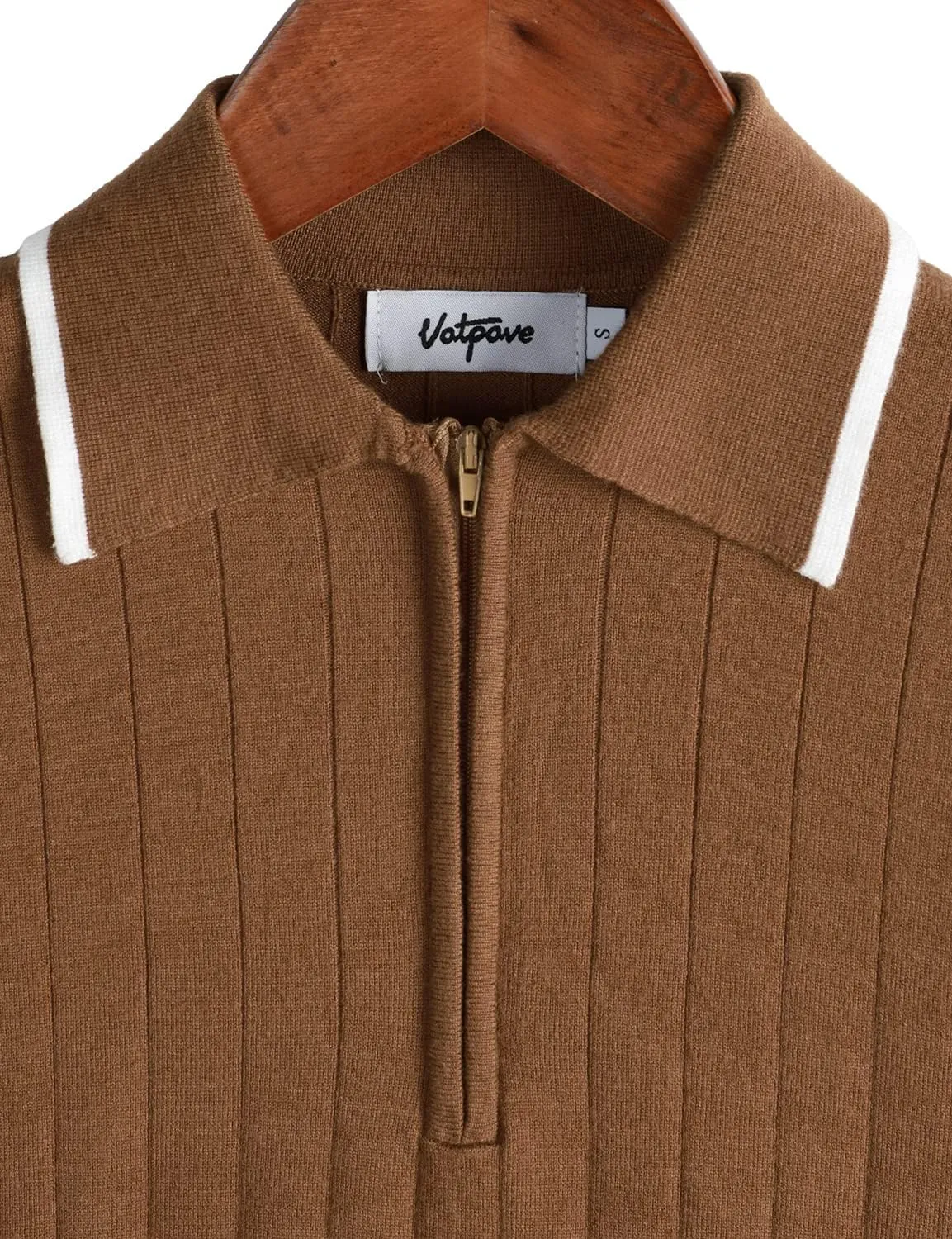 VATPAVE Mens Knit Polo Shirts Casual Short Sleeve Classic Ribbed Golf Shirt