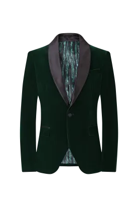 Velvet Shall Lapel Blazer - Hunter