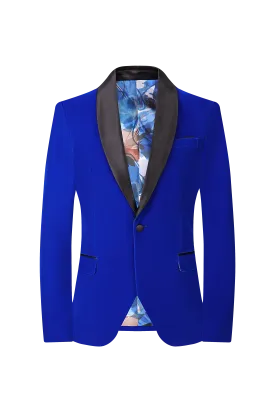 Velvet Shall Lapel Blazer - Royal Blue