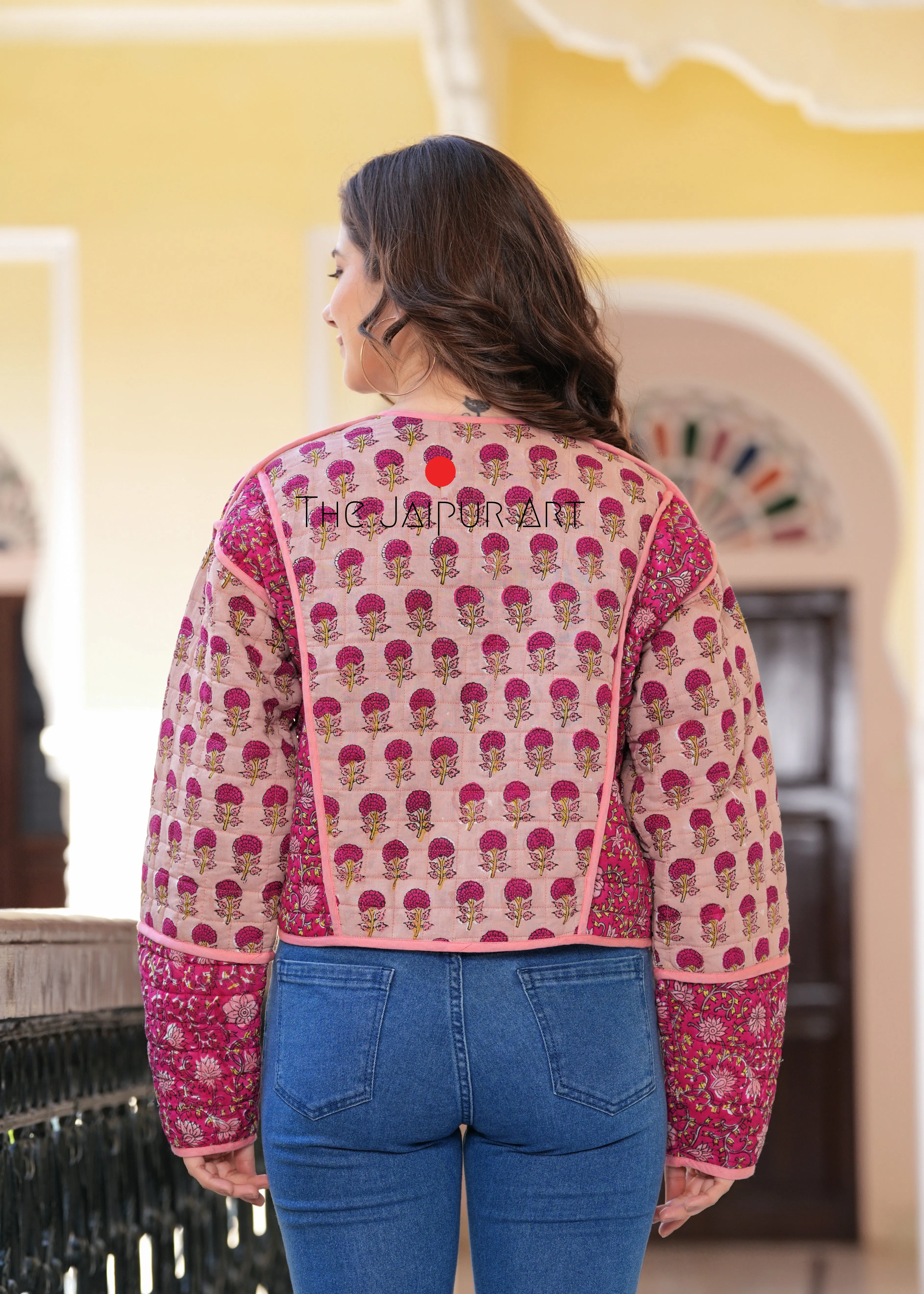 Vintage Handmade Rose print Quilted Jacket