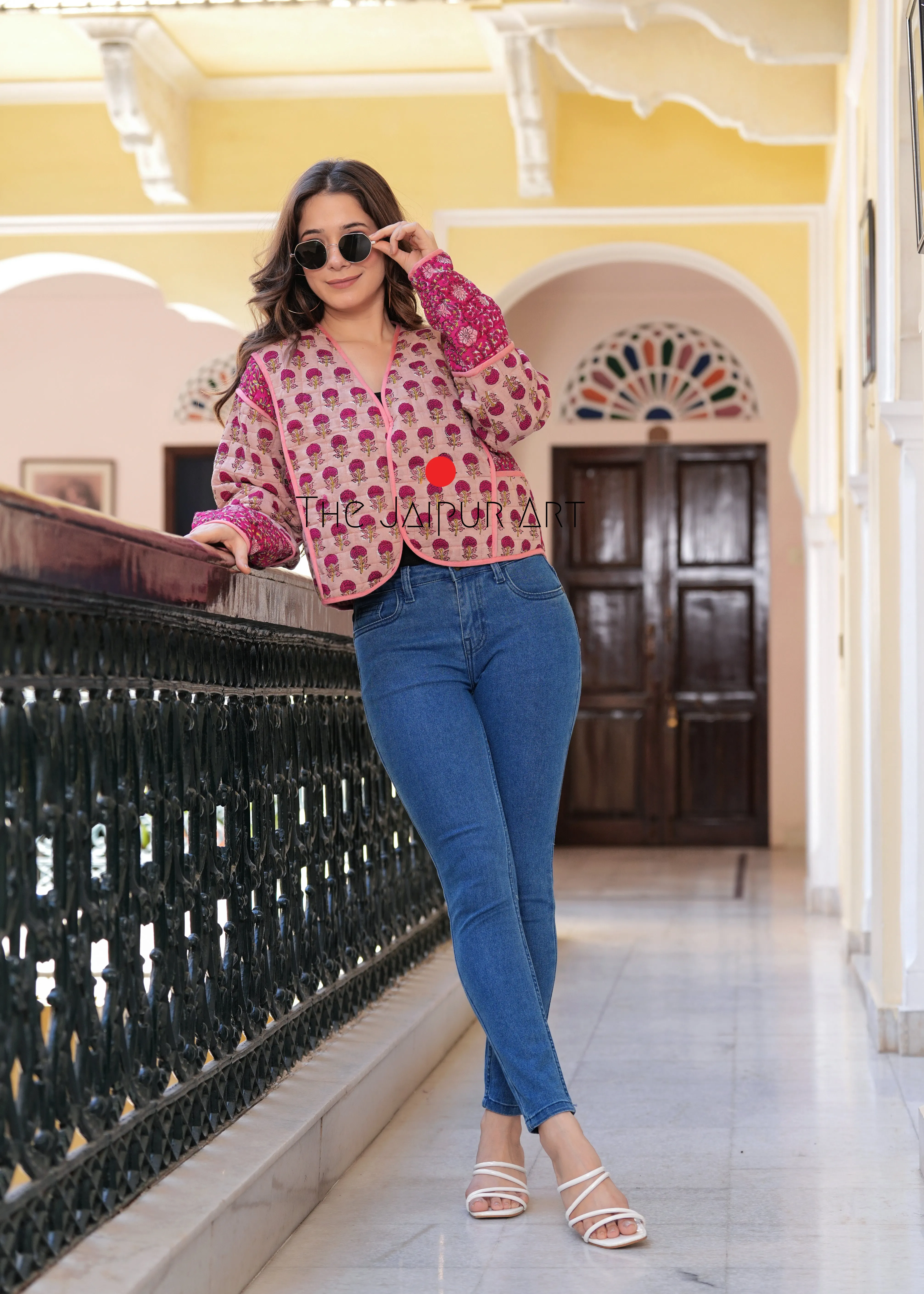 Vintage Handmade Rose print Quilted Jacket