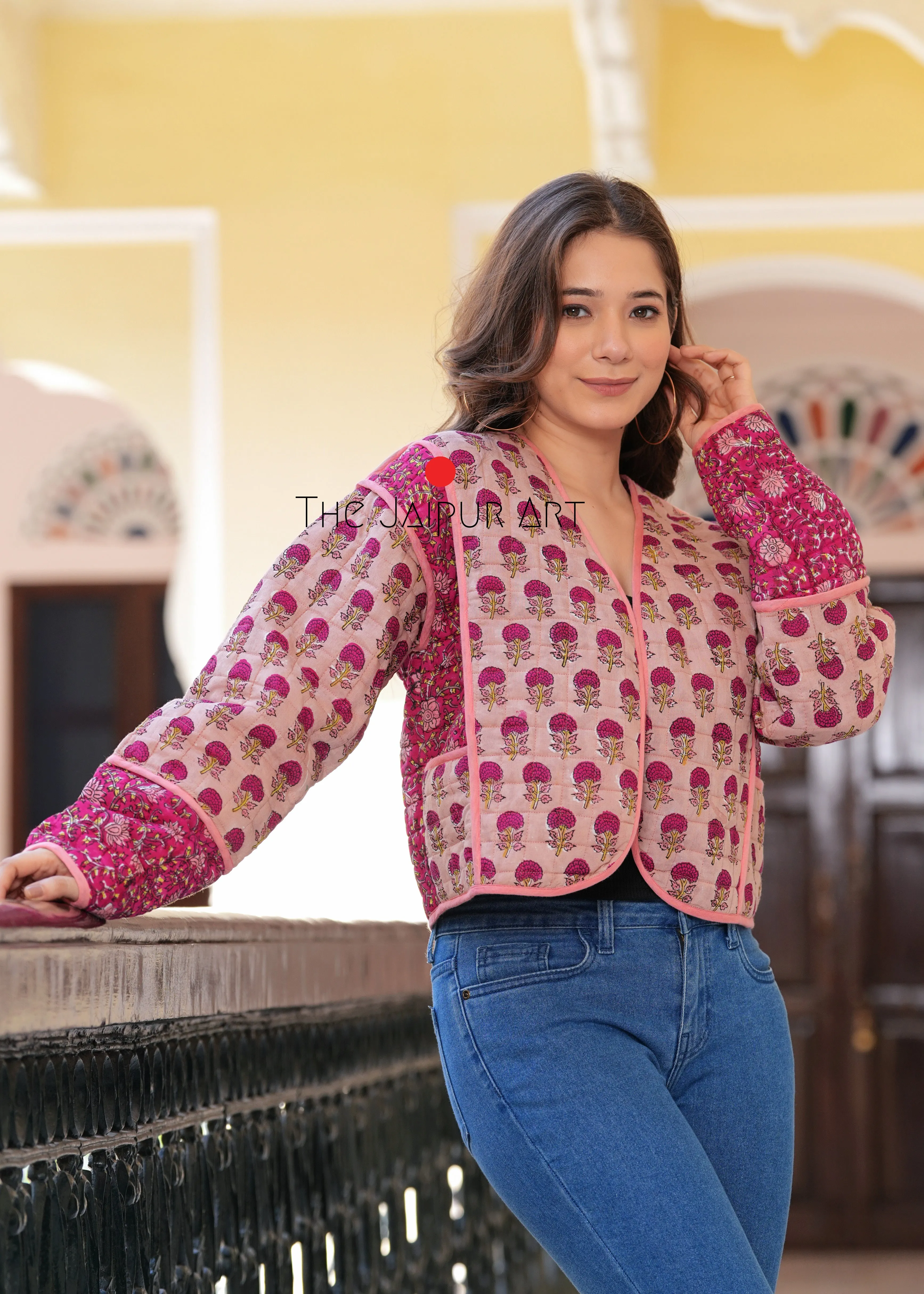 Vintage Handmade Rose print Quilted Jacket
