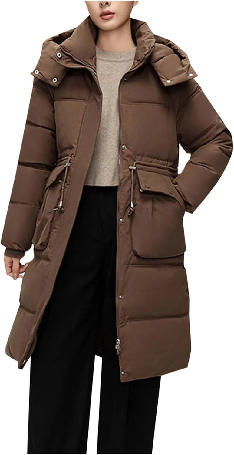 Winter Fashion Long Puffer Jackets Women Plus Size Quilted Jackets Windproof Thermal down Trench Coat with Hood