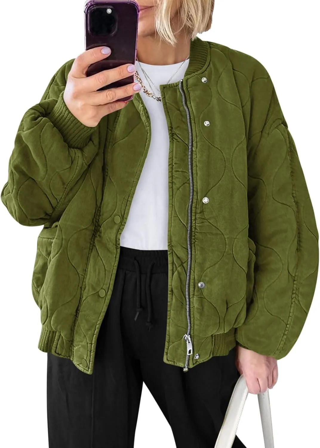 Yousify Winter Jackets for Women Fashion 2024 Casual Puffer Coat Zip Up Lightweight Short Jacket S-2XL