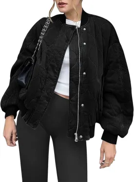 Yousify Winter Jackets for Women Fashion 2024 Casual Puffer Coat Zip Up Lightweight Short Jacket S-2XL
