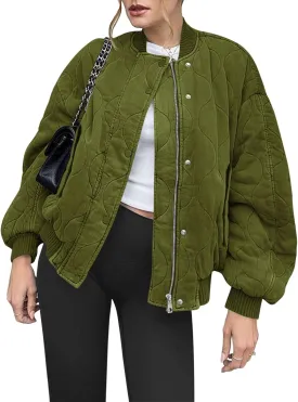 Yousify Winter Jackets for Women Fashion 2024 Casual Puffer Coat Zip Up Lightweight Short Jacket S-2XL