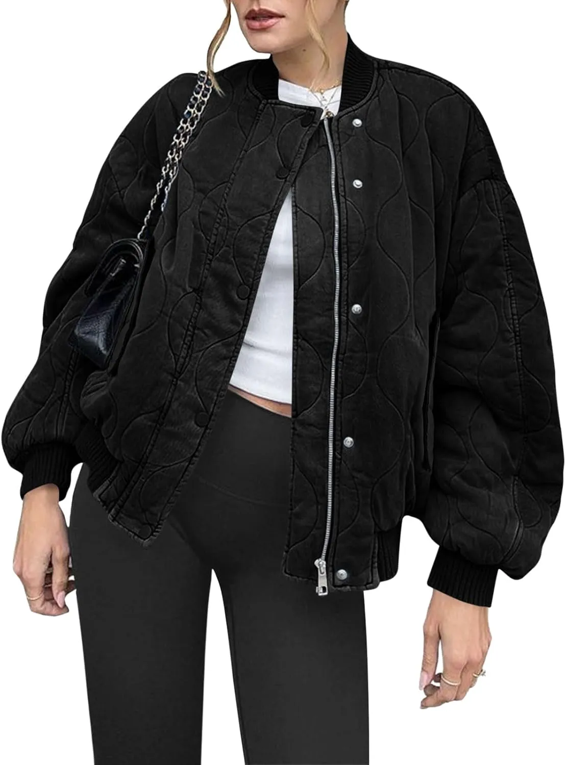 Yousify Winter Jackets for Women Fashion 2024 Casual Puffer Coat Zip Up Lightweight Short Jacket S-2XL