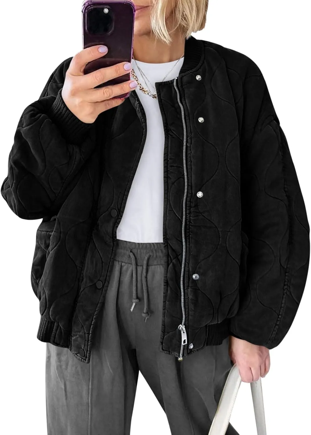 Yousify Winter Jackets for Women Fashion 2024 Casual Puffer Coat Zip Up Lightweight Short Jacket S-2XL